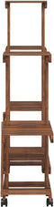 vidaXL - Plantenstandaard - met - wielen - 95x25x101 - cm - massief - vurenhout