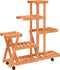 vidaXL - Plantenstandaard - met - wielen - 95x25x101 - cm - massief - vurenhout