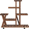 vidaXL - Plantenstandaard - met - wielen - 95x25x101 - cm - massief - vurenhout
