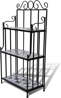 vidaXL - Plantenstandaard - mozaïek - blauw - en - wit