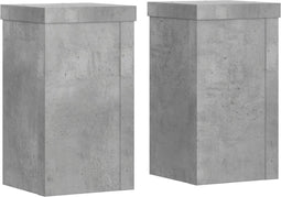 vidaXL - Plantenstandaards - 2 - st - 10x10x18 - cm - bewerkt - hout - betongrijs