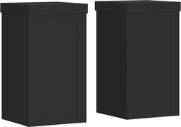 vidaXL - Plantenstandaards - 2 - st - 10x10x18 - cm - bewerkt - hout - zwart