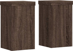 vidaXL - Plantenstandaards - 2 - st - 10x10x18 - cm - bewerkt - hout - bruin - eiken