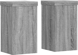 vidaXL - Plantenstandaards - 2 - st - 10x10x18 - cm - bewerkt - hout - grijs - sonoma