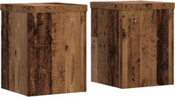 vidaXL - Plantenstandaards - 2 - st - 15x15x20 - cm - bewerkt - hout - oud - houtkleurig