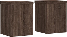 vidaXL - Plantenstandaards - 2 - st - 15x15x20 - cm - bewerkt - hout - bruin - eiken