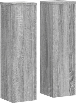 vidaXL - Plantenstandaards - 2 - st - 17x17x60 - cm - bewerkt - hout - grijs - sonoma