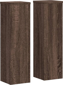 vidaXL - Plantenstandaards - 2 - st - 17x17x60 - cm - bewerkt - hout - bruin - eiken
