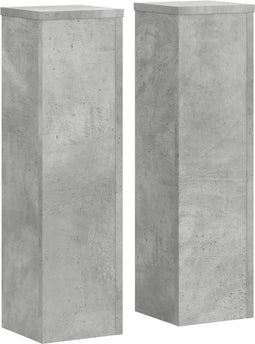 vidaXL - Plantenstandaards - 2 - st - 17x17x60 - cm - bewerkt - hout - betongrijs
