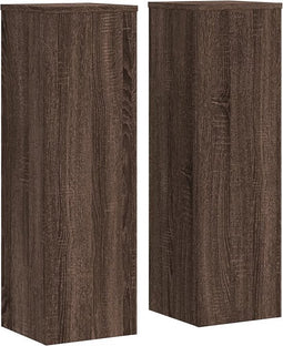 vidaXL - Plantenstandaards - 2 - st - 25x25x80 - cm - bewerkt - hout - bruin - eiken