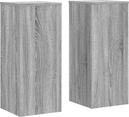 vidaXL - Plantenstandaards - 2 - st - 30x30x70 - cm - bewerkt - hout - grijs - sonoma