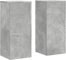 vidaXL - Plantenstandaards - 2 - st - 30x30x70 - cm - bewerkt - hout - betongrijs