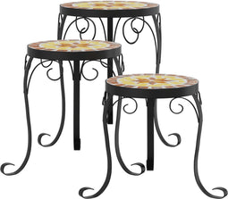 vidaXL - Plantenstandaards - 3 - st - keramiek - terracottakleurig - en - wit