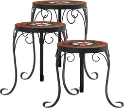 vidaXL - Plantenstandaards - 3 - st - keramiek - terracottakleurig - en - wit