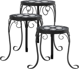 vidaXL - Plantenstandaards - 3 - st - keramiek - zwart - en - wit