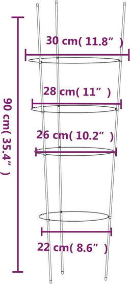 vidaXL - Plantensteunen - 5 - st - met - 4 - ringen - 90 - cm - staal - groen