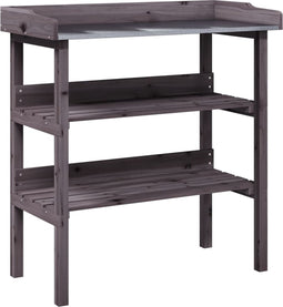 vidaXL - Plantentafel - met - schappen - 78x38x82,5 - cm - vurenhout - grijs