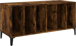 vidaXL - Platenkast - 100x38x48 - cm - bewerkt - hout - gerookt - eikenkleurig