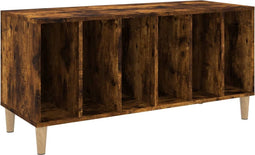 vidaXL - Platenkast - 100x38x48 - cm - bewerkt - hout - gerookt - eikenkleurig