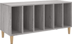 vidaXL - Platenkast - 100x38x48 - cm - bewerkt - hout - grijs - sonoma - eikenkleurig