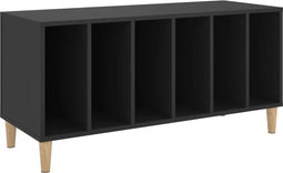 vidaXL - Platenkast - 100x38x48 - cm - bewerkt - hout - zwart