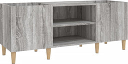 vidaXL - Platenkast - 121x38x48 - cm - bewerkt - hout - grijs - sonoma - eikenkleurig