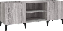vidaXL - Platenkast - 121x38x48 - cm - bewerkt - hout - grijs - sonoma - eikenkleurig