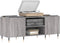 vidaXL - Platenkast - 121x38x48 - cm - bewerkt - hout - grijs - sonoma - eikenkleurig