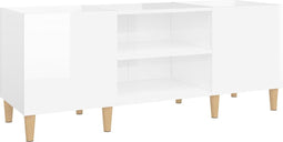 vidaXL - Platenkast - 121x38x48 - cm - bewerkt - hout - hoogglans - wit