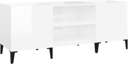 vidaXL - Platenkast - 121x38x48 - cm - bewerkt - hout - hoogglans - wit