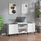 vidaXL - Platenkast - 121x38x48 - cm - bewerkt - hout - wit