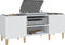 vidaXL - Platenkast - 121x38x48 - cm - bewerkt - hout - wit