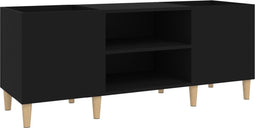 vidaXL - Platenkast - 121x38x48 - cm - bewerkt - hout - zwart