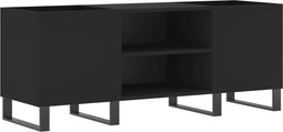vidaXL - Platenkast - 121x38x48 - cm - bewerkt - hout - zwart