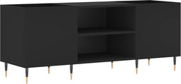 vidaXL - Platenkast - 121x38x48 - cm - bewerkt - hout - zwart