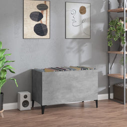 vidaXL - Platenkast - 74,5x38x48 - cm - bewerkt - hout - betongrijs