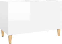 vidaXL - Platenkast - 74,5x38x48 - cm - bewerkt - hout - hoogglans - wit