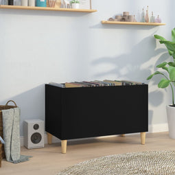 vidaXL - Platenkast - 74,5x38x48 - cm - bewerkt - hout - zwart