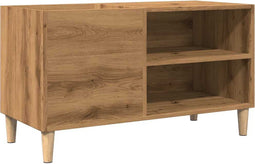 vidaXL - Platenkast - 84,5x38x48 - cm - bewerkt - hout - artisanaal - eikenkleur