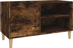 vidaXL - Platenkast - 84,5x38x48 - cm - bewerkt - hout - gerookt - eikenkleurig