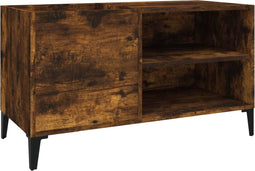 vidaXL - Platenkast - 84,5x38x48 - cm - bewerkt - hout - gerookt - eikenkleurig