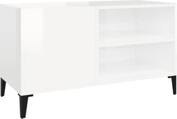 vidaXL - Platenkast - 84,5x38x48 - cm - bewerkt - hout - hoogglans - wit