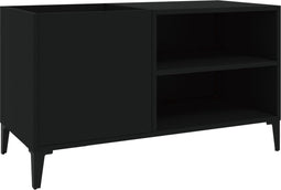 vidaXL - Platenkast - 84,5x38x48 - cm - bewerkt - hout - zwart