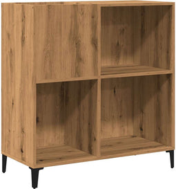 vidaXL - Platenkast - 84,5x38x89 - cm - bewerkt - hout - artisanaal - eikenkleur