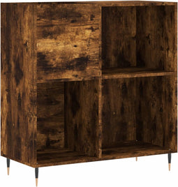 vidaXL - Platenkast - 84,5x38x89 - cm - bewerkt - hout - gerookt - eikenkleurig
