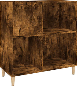 vidaXL - Platenkast - 84,5x38x89 - cm - bewerkt - hout - gerookt - eikenkleurig