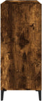 vidaXL - Platenkast - 84,5x38x89 - cm - bewerkt - hout - gerookt - eikenkleurig