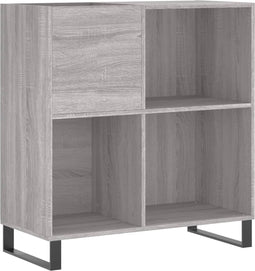 vidaXL - Platenkast - 84,5x38x89 - cm - bewerkt - hout - grijs - sonoma - eikenkleurig