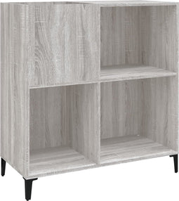 vidaXL - Platenkast - 84,5x38x89 - cm - bewerkt - hout - grijs - sonoma - eikenkleurig