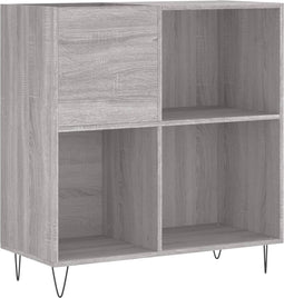 vidaXL - Platenkast - 84,5x38x89 - cm - bewerkt - hout - grijs - sonoma - eikenkleurig